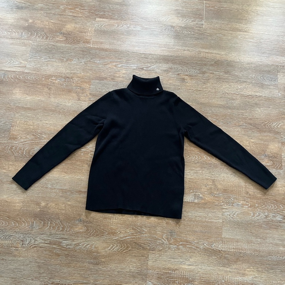 Lauren Ralph Lauren Ribbed Turtleneck Sweater | Black Minimal | Womens Large